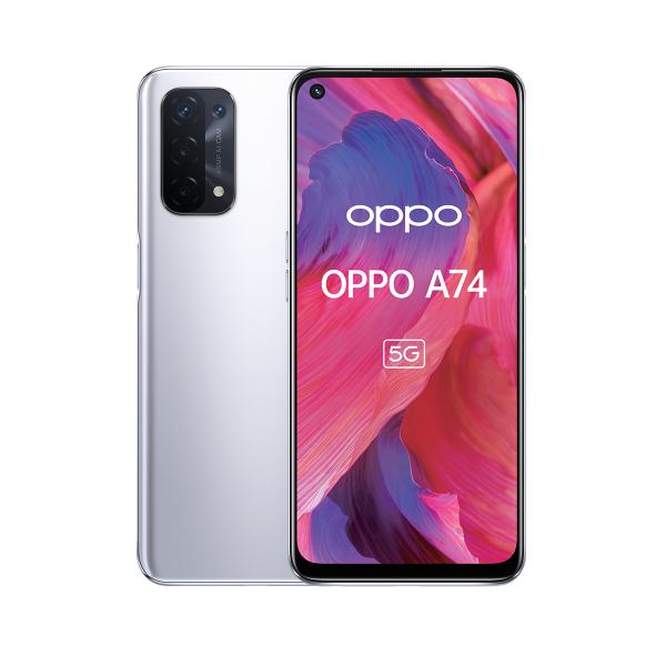 OPPO A74 5G - 5G smartphone - dual SIM - RAM 6 GB / Internal Memory 128 GB - display LCD - 6.5 - 2400 x 1080 pixel [90 Hz] - 4x fotocamere posteriori 48 MP, 8 MP, 2 MP, 2 MP - front camera 16 MP - Space Silver