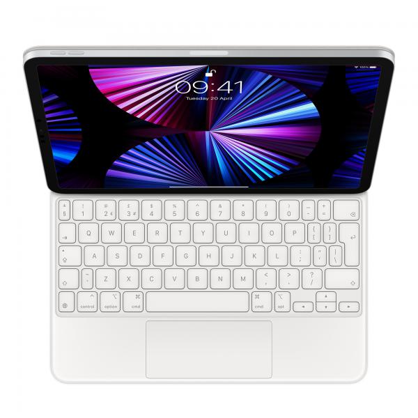 Apple MJQJ3B/A tastiera per dispositivo mobile Bianco QWERTY Inglese UK (Apple Magic Keyboard - Keyboard and folio case - with trackpad - backlit - Apple Smart connector - QWERTY - UK - white - for 11-inch iPad Pro [1st generation, 2nd generation, 3rd generation], 10.9-inch iPad Air [4th generation]) - Versione UK