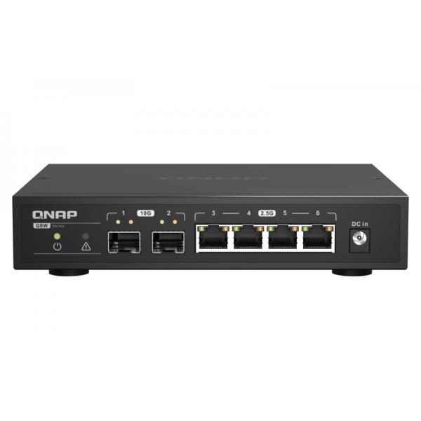QNAP QSW-2104-2S switch di rete Non gestito 2.5G Ethernet Nero (QNAP 2 ports 10GbE SFP+; 5 ports 2.5GbE RJ45; unmanaged switch [1Year warranty])
