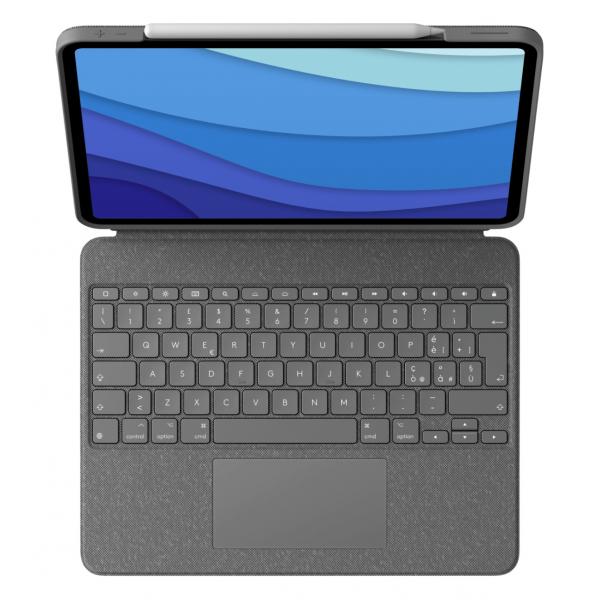 Logitech Combo Touch Grigio Smart Connector QWERTY Italiano (COMBO TOUCH IPAD PRO12.9IN 5.G - OXFORD GREY - IT)