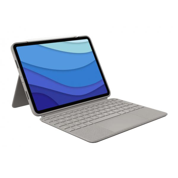 Logitech Combo Touch - Custodia tastiera e carta - con trackpad - retroilluminato - Apple Smart connector - QWERTY - Regno Unito - sabbia - per Apple 11-inch iPad Pro (1° generazione, 2ª generazione, terza generazione)