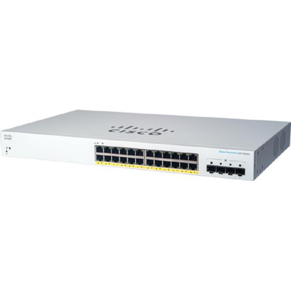 Cisco Business 220 Series CBS220-24P-4G - Switch - intelligente - 24 x 10/100/1000 (PoE+) + 4 x Gigabit SFP (uplink) - montabile su rack - PoE+ (195 W)