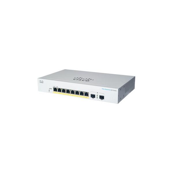 Cisco Business 220 Series CBS220-8P-E-2G - Switch - intelligente - 8 x 10/100/1000 (PoE+) + 2 x Gigabit SFP (uplink) - montabile su rack - PoE+ (67 W)