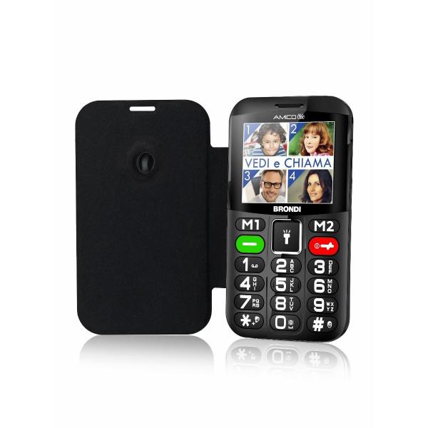 Cellulare Brondi Amico Chic 2.4'' Dual Sim Black +cover Flip Senior Phone