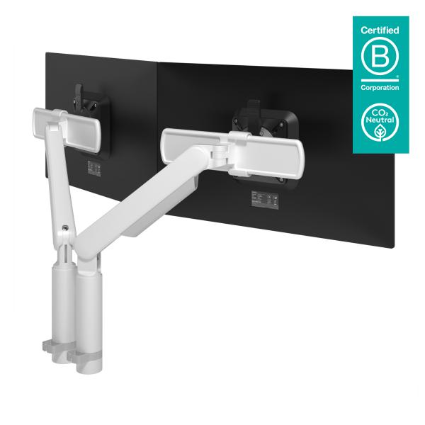 Dataflex 65.210 supporto da tavolo per Tv a schermo piatto 131,6 cm [51.8] Bianco Scrivania (Dataflex Viewprime Plus dual monitor arm - white - no mount - height and depth adjustment [5Years warranty])
