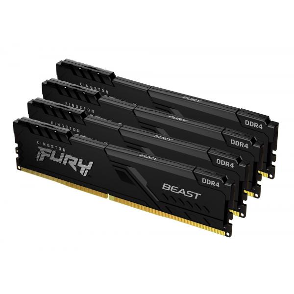 KINGSTON FURY BEAST KIT MEMORIA RAM 4x16GB TOT 64GB 3.600MHz TIPOLOGIA DIMM TECNOLOGIA DDR4 CAS 18