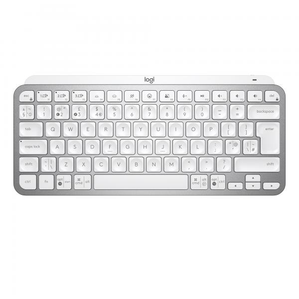 Logitech Mx Keys Mini Tastiera Rf Senza Fili + Bluetooth Qwerty Us International Argento, Bianco