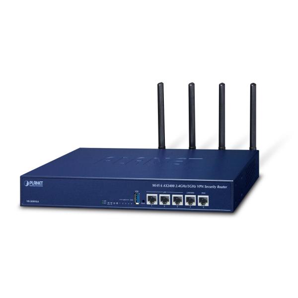 PLANET Wi-Fi 6 AX2400 2.4GHz/5GHz router wireless Gigabit Ethernet Blu (Wi-Fi 6 AX2400 2.4GHz/5GHz - VPN Security Router [2400Mbps - 802.11ax, 5-Port 10/100/1000T, Dual-WAN Fai Wi-Fi 6 AX2400 2.4GHz/5GHz, - Warranty: 12M)