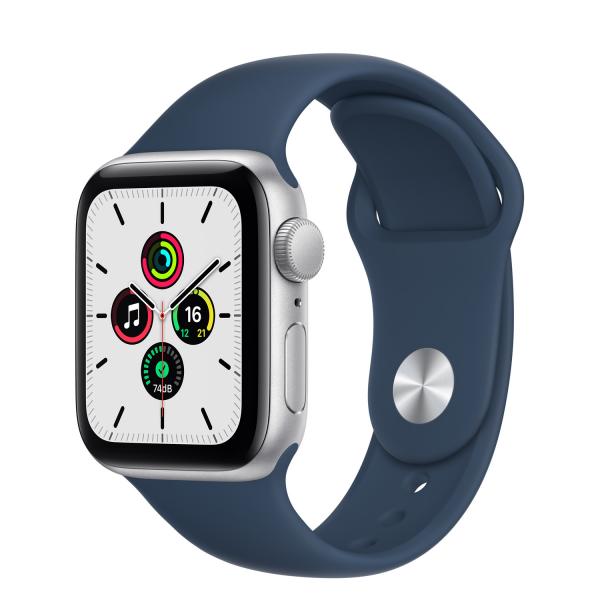 Apple Watch SE GPS 2021 - 40 mm - Cassa in alluminio color argento - Cinturino sportivo blu abisso