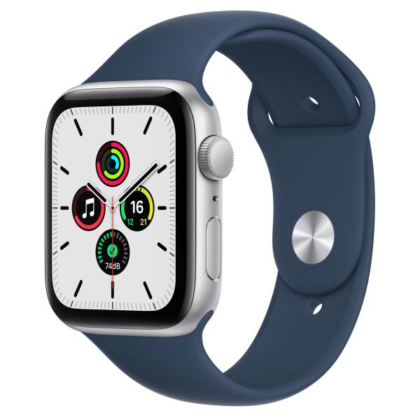 Apple Watch SE GPS 2021 - 44 mm - Cassa in alluminio color argento - Cinturino sportivo blu abisso