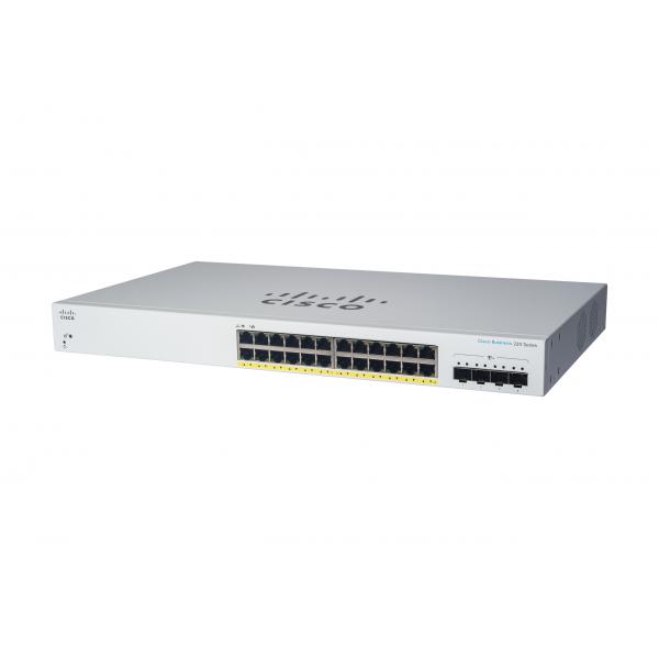 Cisco CBS220-24P-4G Gestito L2 Gigabit Ethernet [10/100/1000] Supporto Power over Ethernet [PoE] 1U Bianco (Cisco Business 220 Series CBS220-24P-4G - Switch - smart - 24 x 10/100/1000 [PoE+] + 4 x Gigabit SFP [uplink] - rack-mountable - PoE+ [195 W])