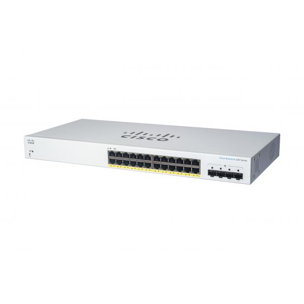Cisco CBS220-24T-4G Gestito L2 Gigabit Ethernet [10/100/1000] 1U Bianco (Cisco Business 220 Series CBS220-24T-4G - Switch - smart - 24 x 10/100/1000 + 4 x Gigabit SFP [uplink] - rack-mountable)