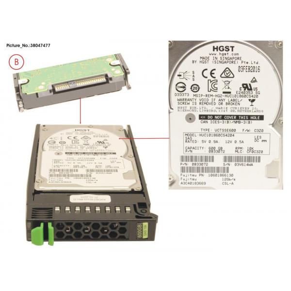 CoreParts AHDD088 disco rigido interno 2.5 600 GB SATA (600GB 2,5 SATA 10K RPM - for Primergy RX300 S8, - Warranty: 6M)
