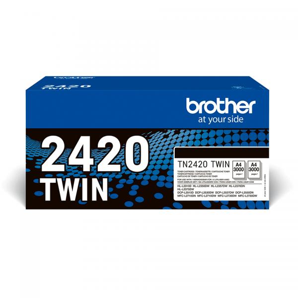 BROTHER TN2420 TWIN MULTIPACK CONF 2 Pz.TN2420 TONER NERO PER BROTHER DCP-L2510, L2530, L2537, L2550, HL-L2350, L2370, L2375, MFC-L2713, L2730, L2750