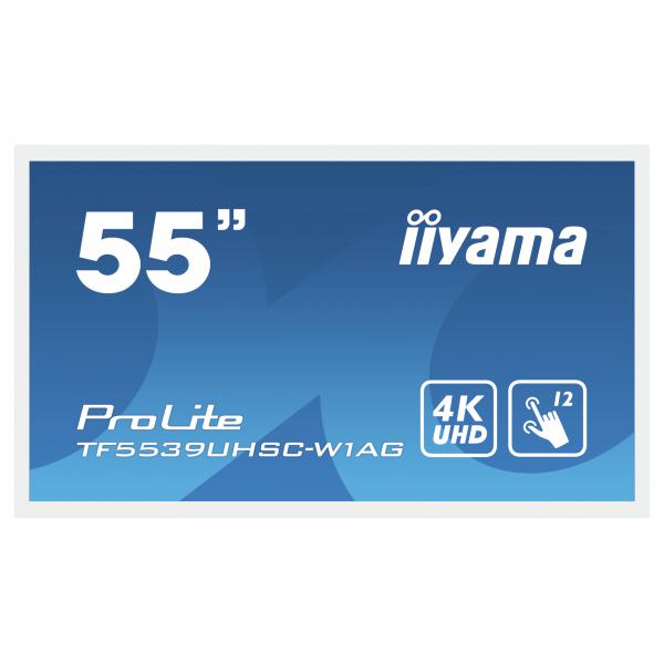 iiyama ProLite TF5539UHSC-W1AG monitor touch screen 139,7 cm (55") 3840 x 2160 Pixel Multi-touch Multi utente Bianco