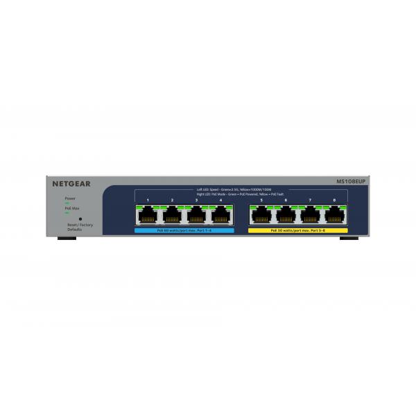 NETGEAR MS108EUP Non gestito L2/L3 2.5G Ethernet (100/1000/2500) Supporto Power over Ethernet (PoE) Grigio