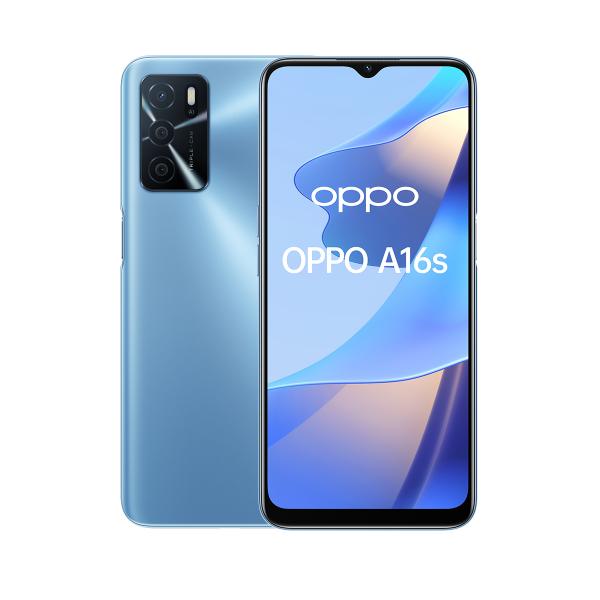 OPPO A16s - 4G smartphone - dual SIM - RAM 4 GB / Internal Memory 64 GB - display LCD - 6.52 - 1600 x 720 pixel [60 Hz] - 3 x fotocamere posteriori 13 MP, 2 MP, 2 MP - front camera 8 MP - blu perla
