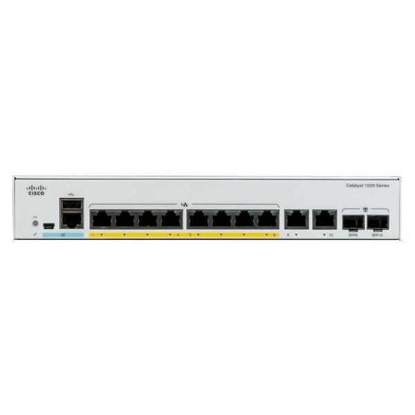 Cisco Catalyst 1000-8T-2G-L - Switch - gestito - 8 x 10/100/1000 + 2 x SFP Gigabit combo (uplink) - montabile su rack - ricondizionato