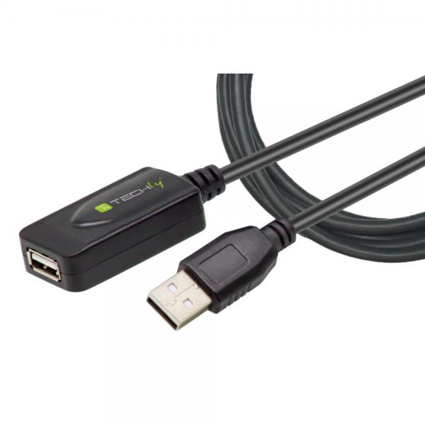 Techly Cavo Prolunga Attivo Extender USB Hi Speed Estensore di Segnale 5m Nero