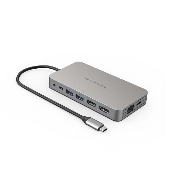 Targus DUEL HDMI 10-IN1 USB 3.2 Gen 1 [3.1 Gen 1] Type-C Stainless steel (HYPERDRIVE DUEL HDMI 10IN1 - TRAVEL DOCK F/ M1 MACBOOK SILVER)