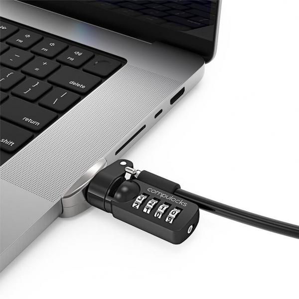 Compulocks MBPR16LDG02CL cavo di sicurezza Nero, Argento (LEDGE LOCK ADAPTER MACBOOK PRO - 16IN M1/M2/M3/M4 W/COMB.CBL LOCK)