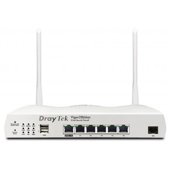 DrayTek Vigor 2866Vac router cablato Gigabit Ethernet Bianco (DRAYTEK VIGOR 2866VAC WITH PHONE PORT)