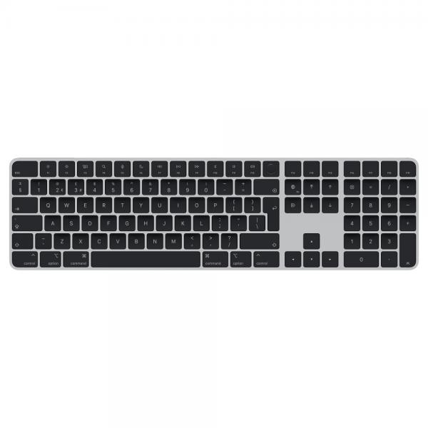 Apple Magic Keyboard tastiera USB + Bluetooth QWERTY Inglese Nero, Argento (Apple Magic Keyboard with Touch ID and Numeric Keypad - Keyboard - Bluetooth, USB-C - QWERTY - UK - black keys) - Versione UK