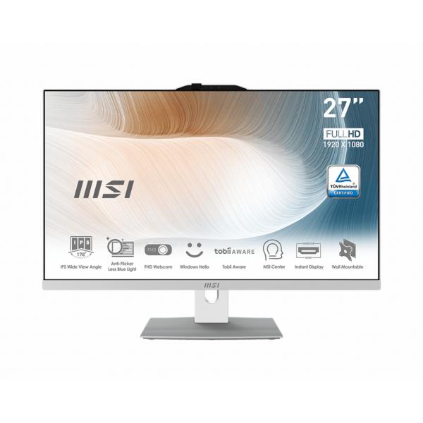 MSI Modern AM272P 12M-018DE Intel® Core™ i5 68,6 cm (27") 1920 x 1080 Pixel 8 GB DDR4-SDRAM 512 GB SSD PC All-in-one Windows 11 Home Wi-Fi 6 (802.11ax) Bianco