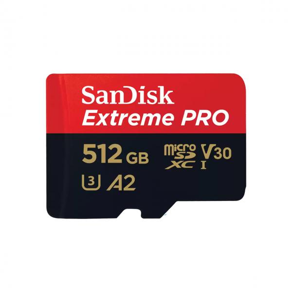 Sandisk Extreme Pro Memory Card Micro Sdxc 512gb A2 V30 UhS-I U3 Classe10 Con Adattatore Sd Nero Rosso