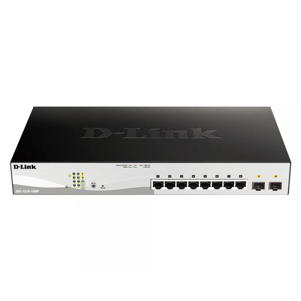 D-Link DGS-1210-10MP Gestito L2 Gigabit Ethernet [10/100/1000] Supporto Power over Ethernet [PoE] Nero, Grigio (D-Link Switch DGS-1210-10MP/E 8xGBit/2xSFP 19 Managed PoE [130W])
