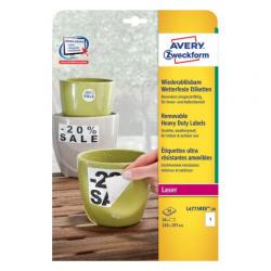 Avery Avery L4775REV-20 etichetta autoadesiva Rettangolo Permanente Bianco 20 pz