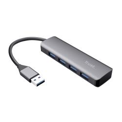 Trust Trust Halyx Aluminium 4-Port USB 3.2 Hub USB 3.2 Gen 1 (3.1 Gen 1) Micro-B Grigio